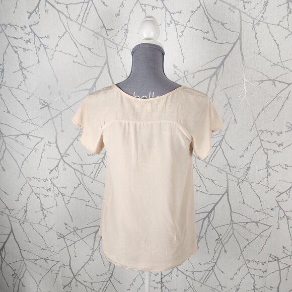 Joie Ivory Cream 100% Silk Chiffon Round Neck Top Clean Girl - Picture 3 of 5